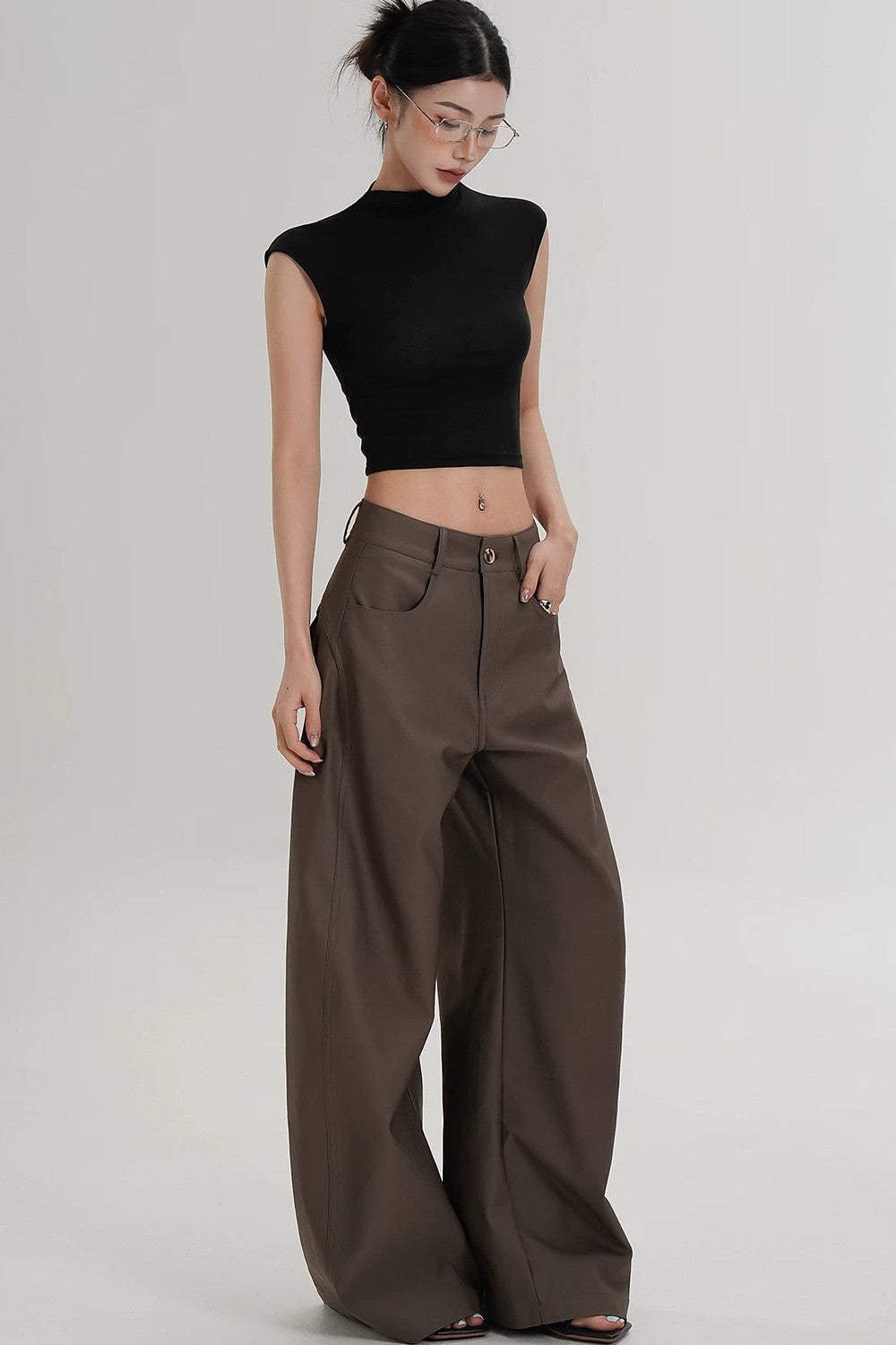 Tencel Silk Mock Neck Crop Top