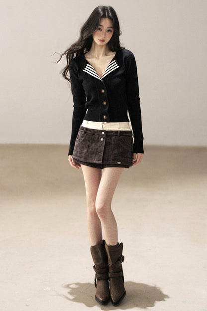 V-Neck Knit Cardigan Top