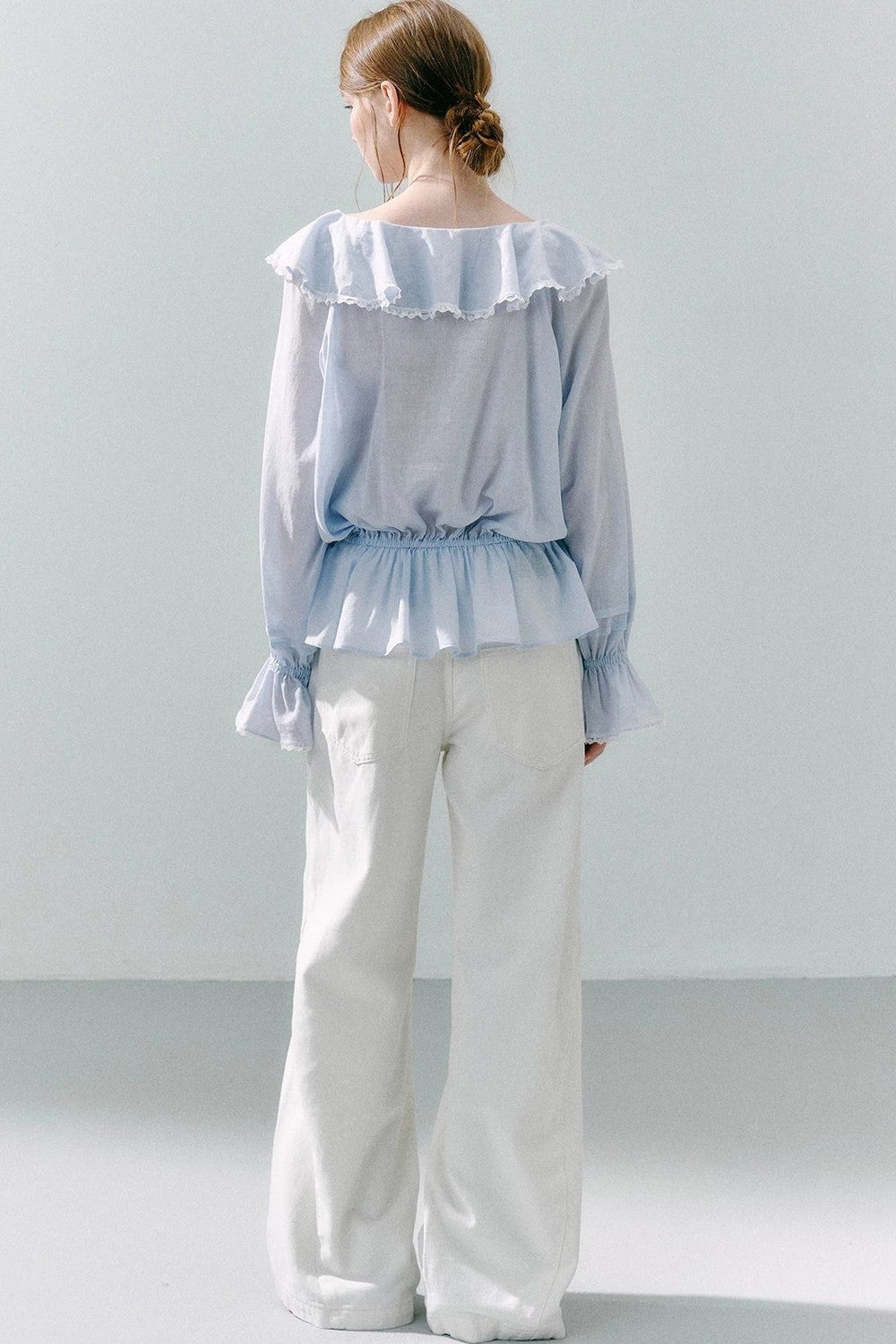 Lace Ruffle Linen Top
