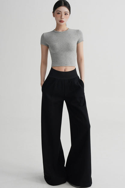 Wool Cropped Short Sleeve Top