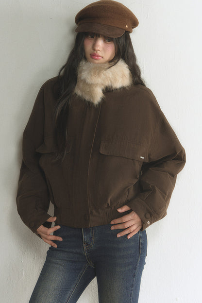Loose Short Fur Collar Jacket