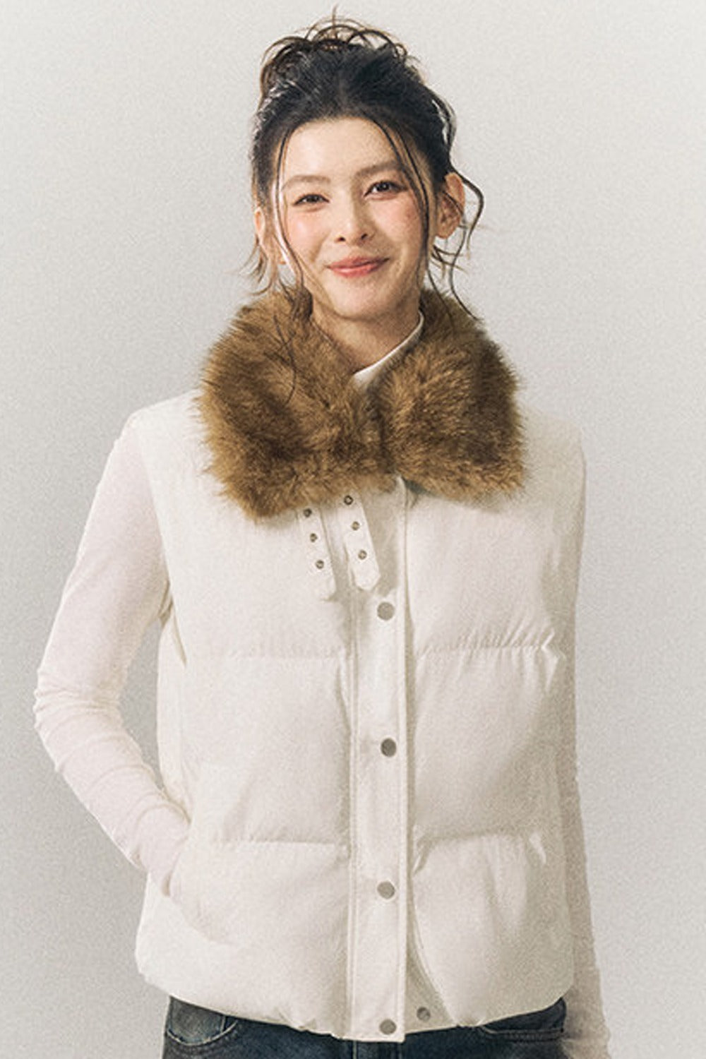 Stand Collar Padded Vest