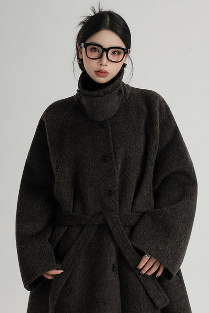 Mid-Length Armor Collar Wool Coat