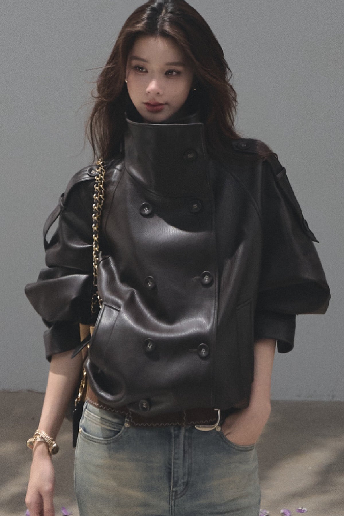 Knight-Style Oil-Waxed Leather Trench Jacket