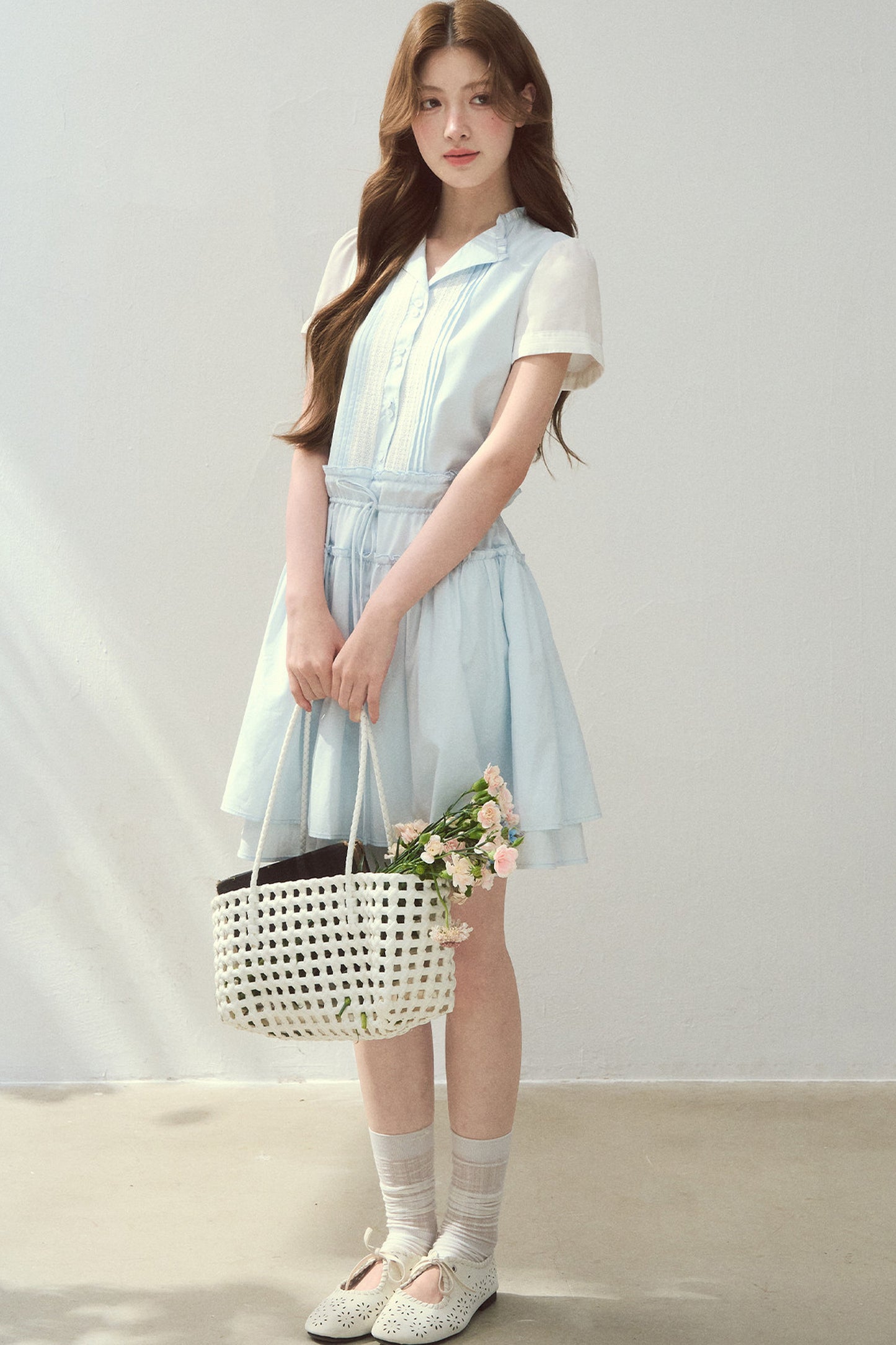 Sea Salt Blue Lyocell Shirt Dress
