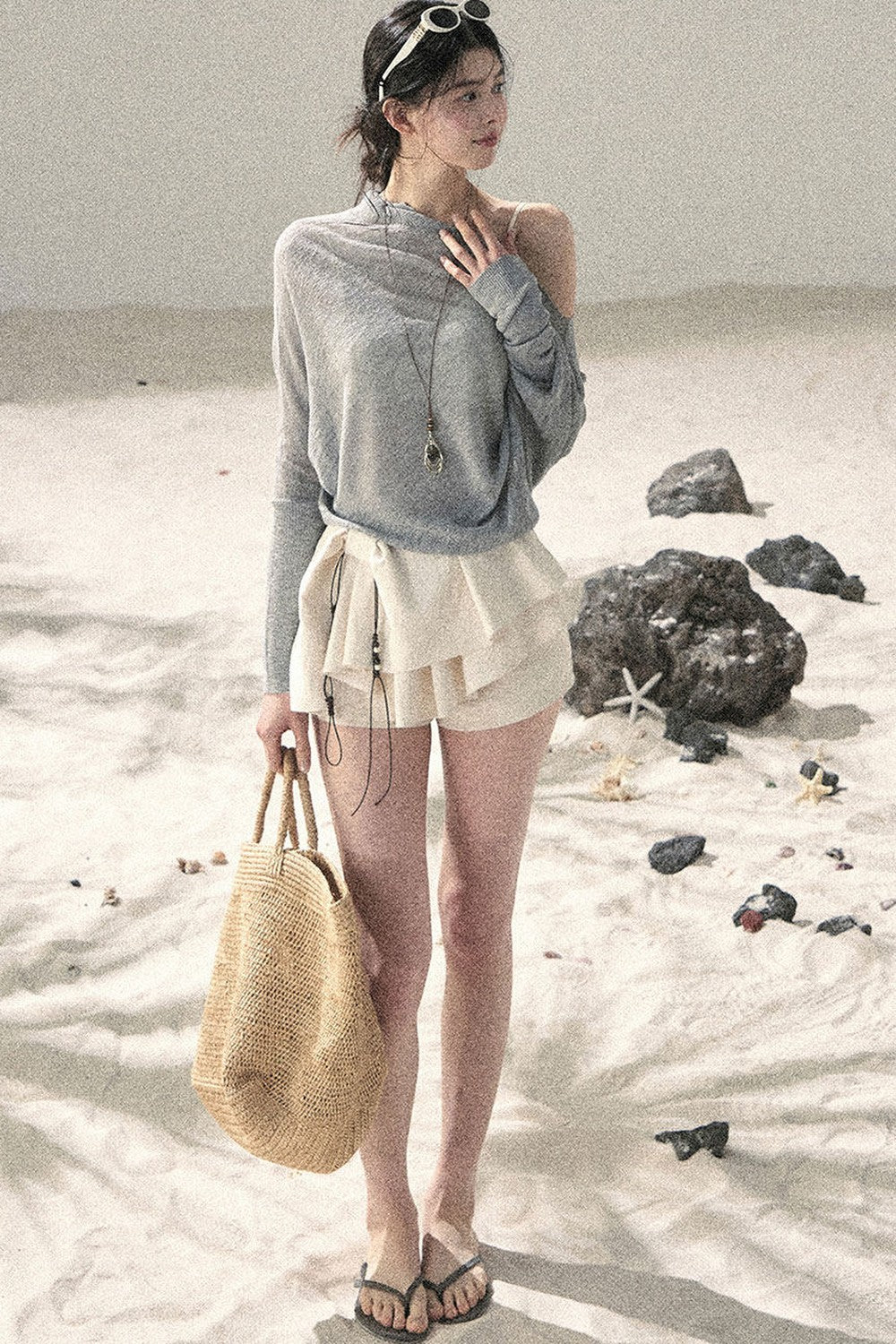 Conjunto de Top Hazy Mist Sin Hombros