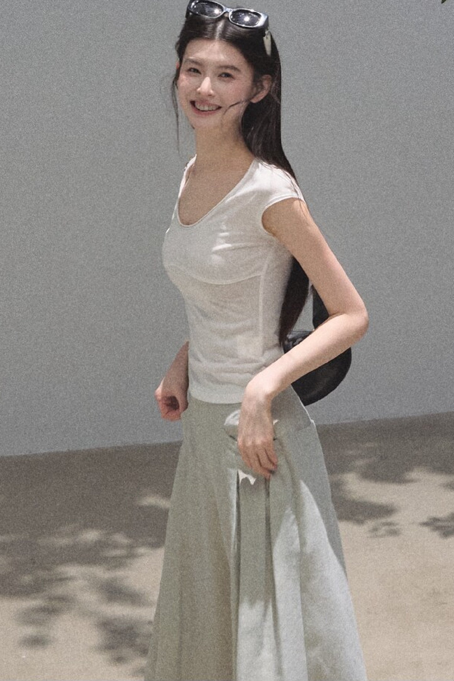 리오셀 자수 반소매 상의