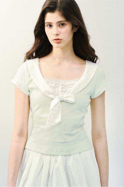 Sweet Bow Tie Floral Blouse