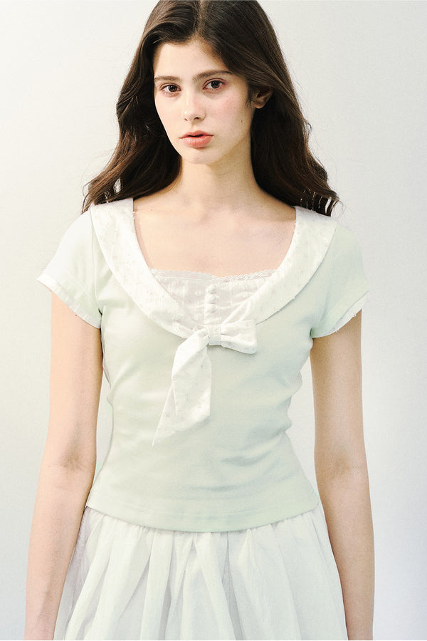 Sweet Bow Tie Floral Blouse