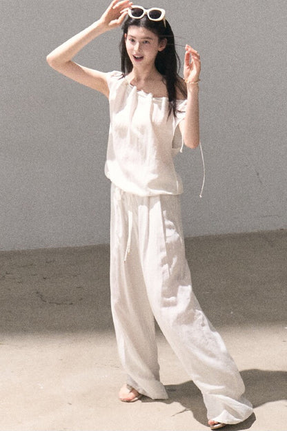 Lyocell Linen Wide-Leg Pants