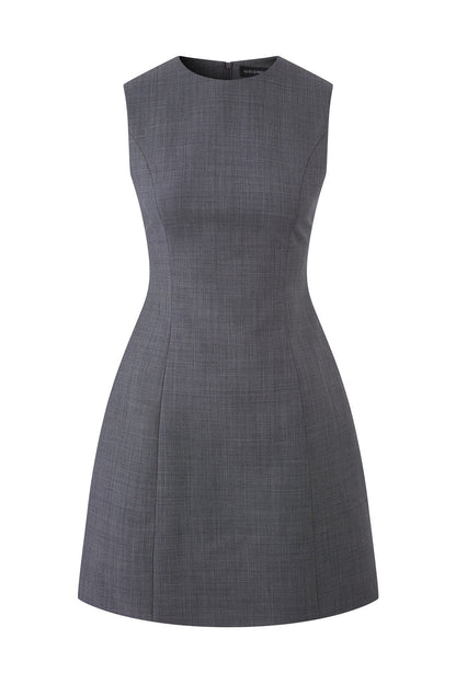 Ensemble robe trapèze sans manches en mélange de laine avec col