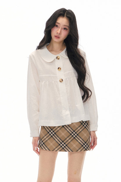 Long Sleeve White Shirt Skirt Set-Up
