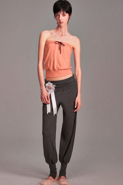 Color-Blocked Drawstring Tube Top