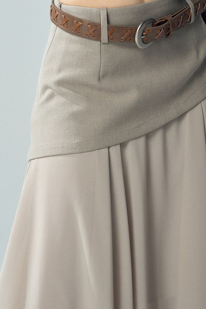 Khaki Irregular Tulle Skirt