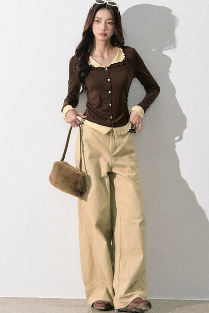 Miu-Style Collared Knit Sweater