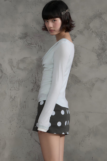 Swing Collar Spliced Blouse