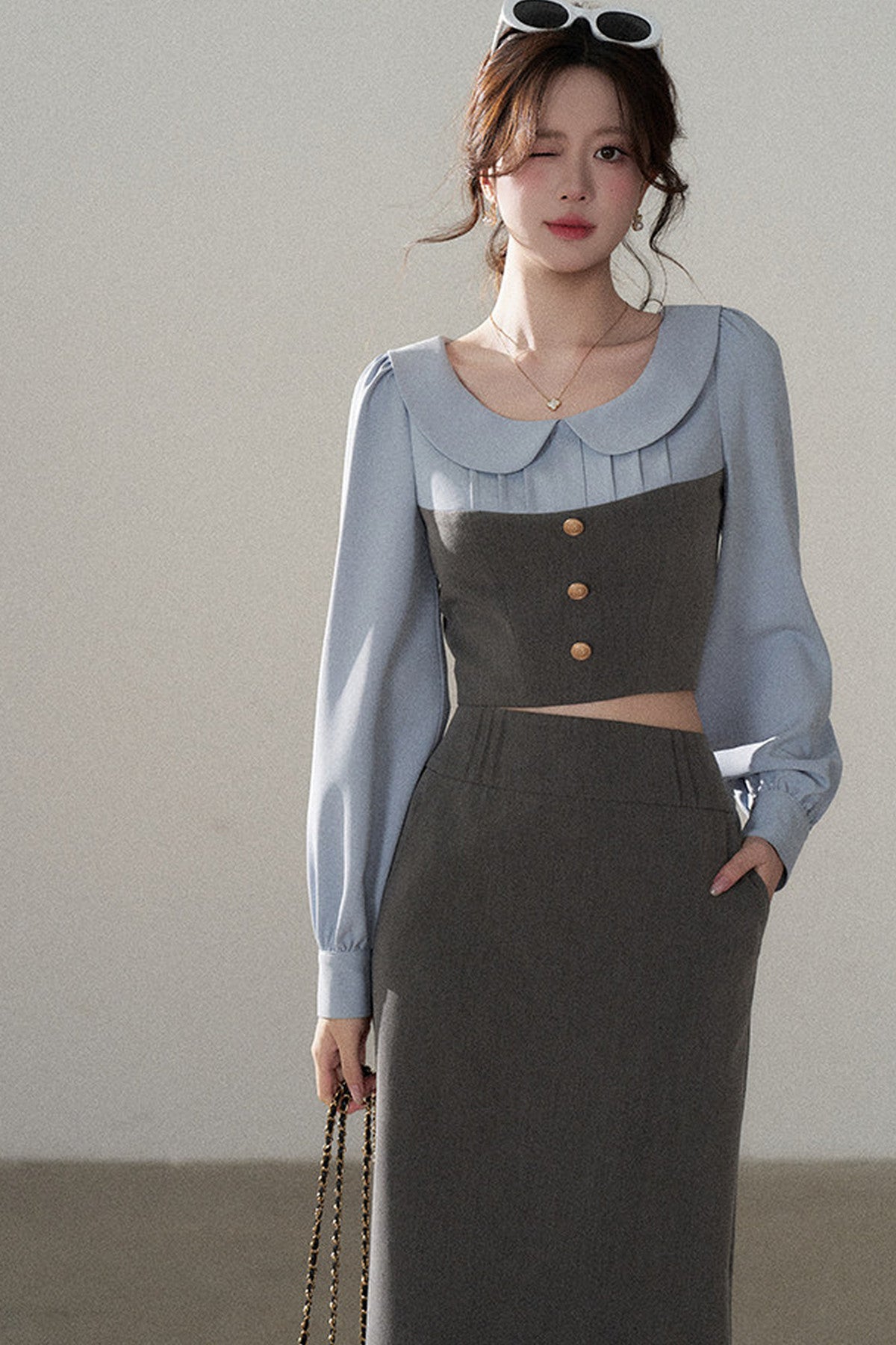 Color-Block Top and Skirt Set-Up