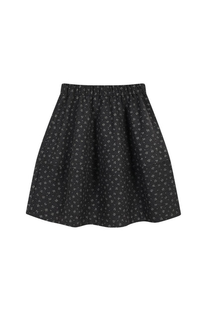 All-Over Floral Print Elastic Waist A-Line Skirt