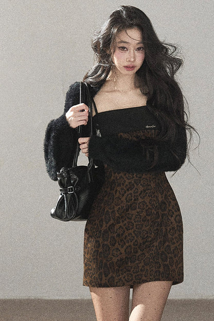 Leopard Print Camisole and Bodycon Skirt Set-Up