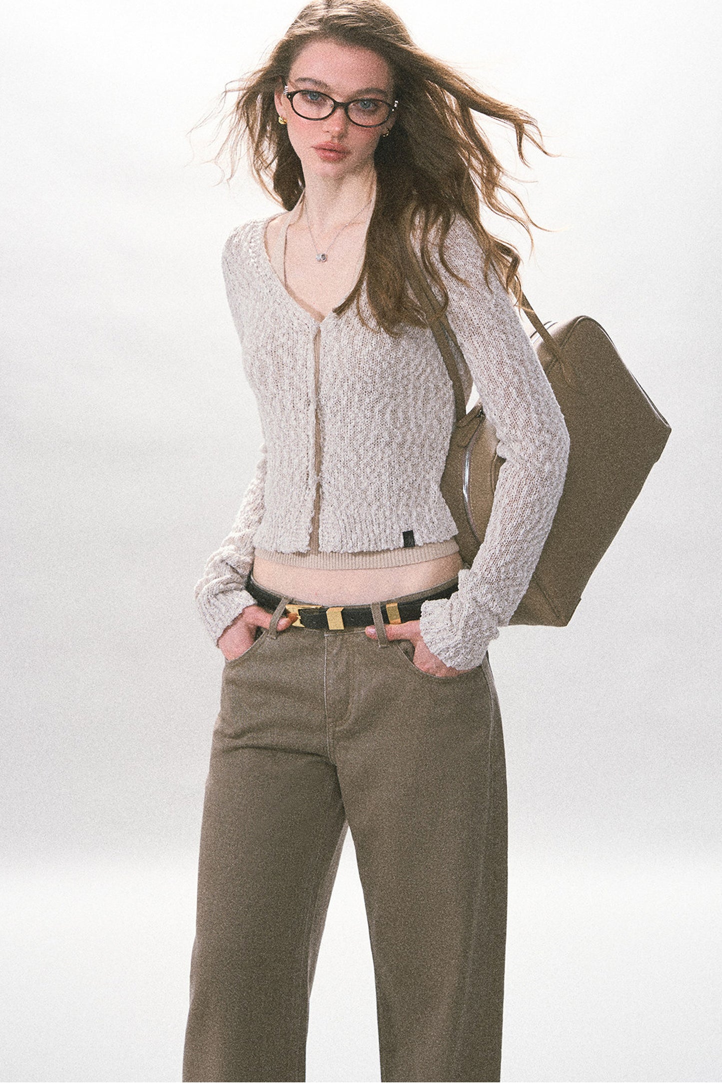 Textured Hollow-Out Knit Cardigan Jacket