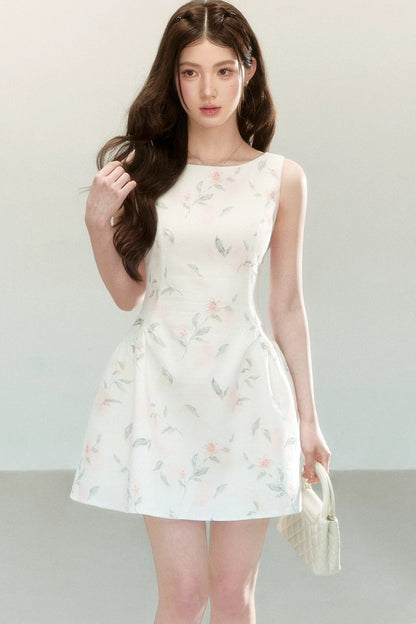 Elegant Floral Puff Dress