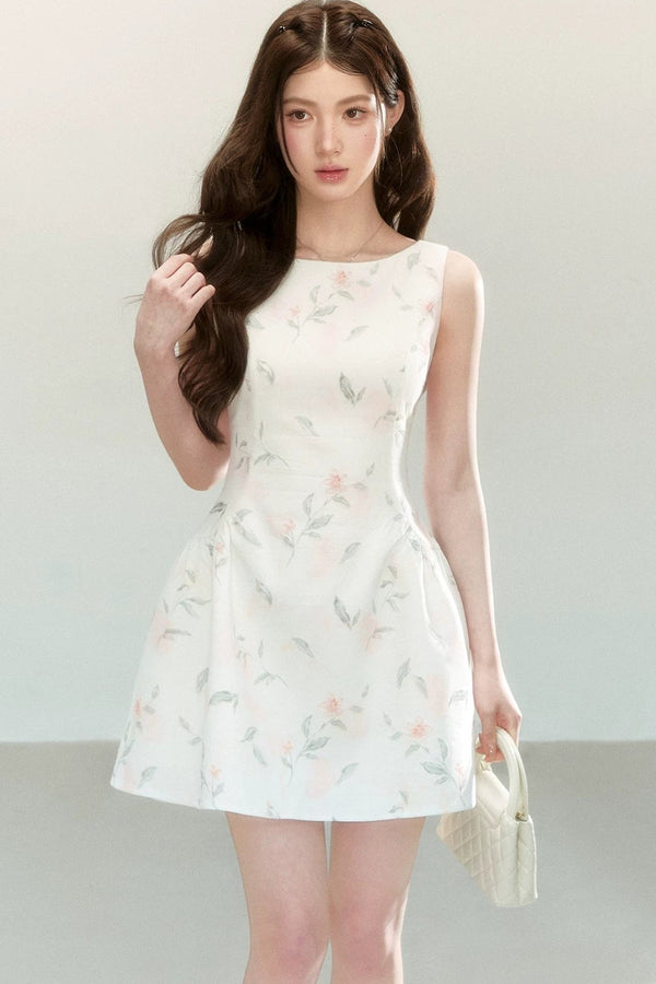 Elegant Floral Puff Dress