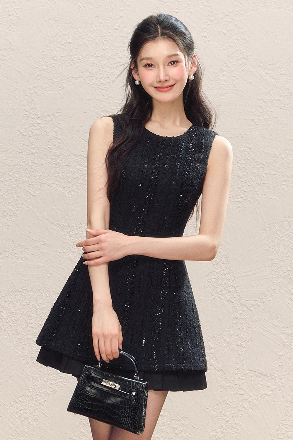 Little Chanel Style Satin Vest Dress and Jacket Set