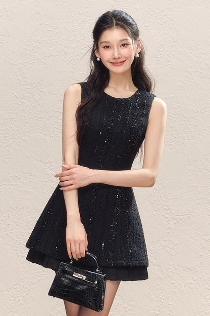 Little Chanel Style Satin Vest Dress and Jacket Set