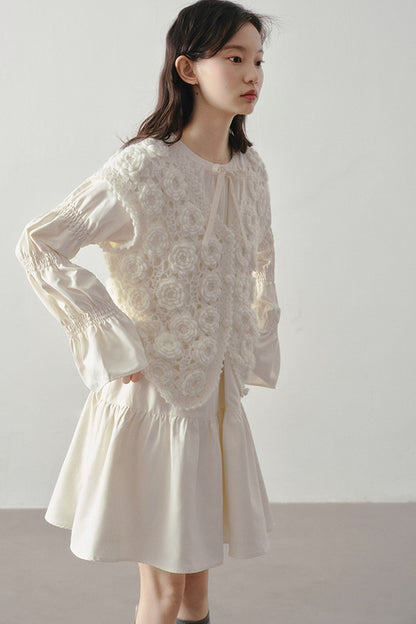 3D Floral Crochet Layered Vest