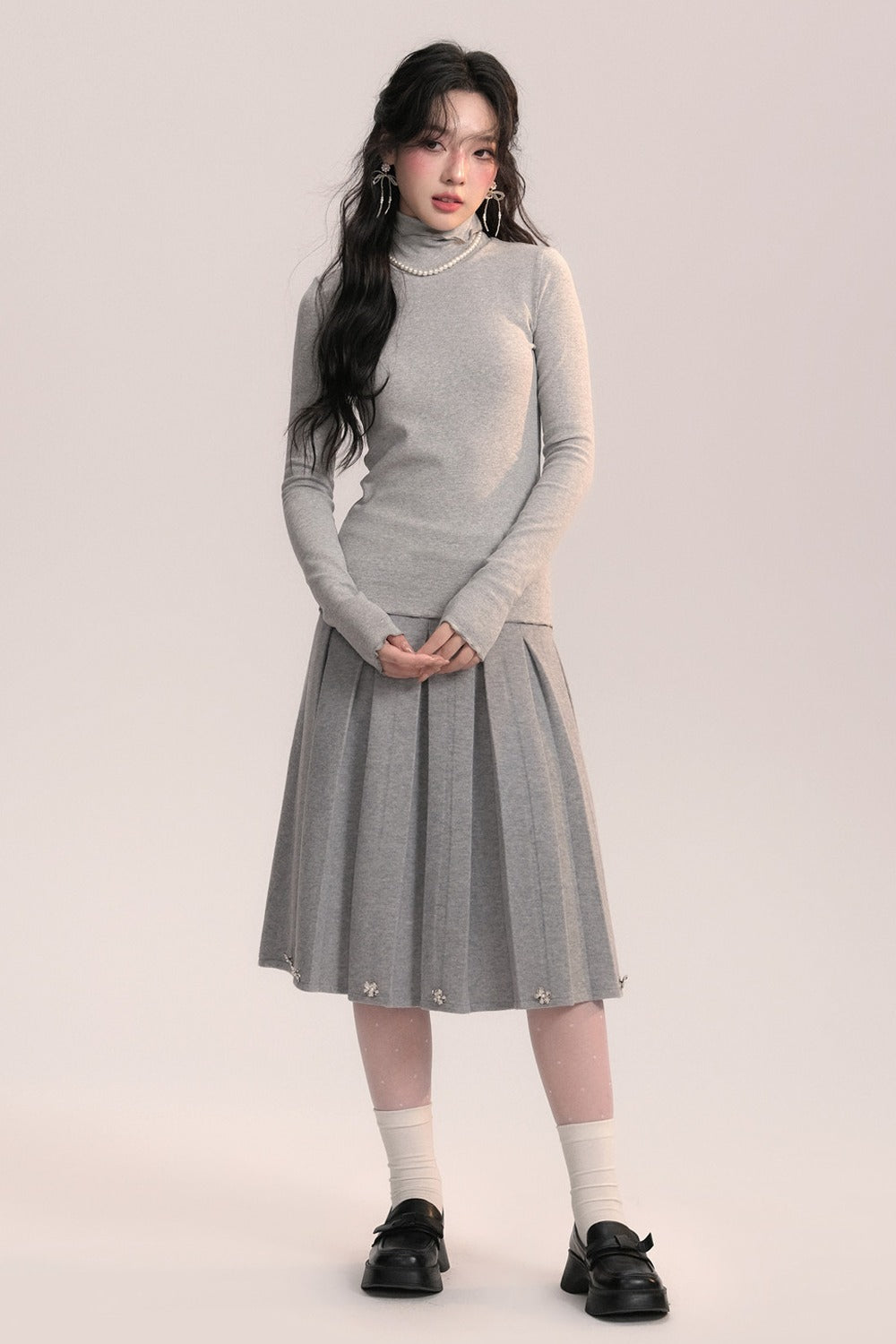Ruffled Lapel Brushed Base Layer Top