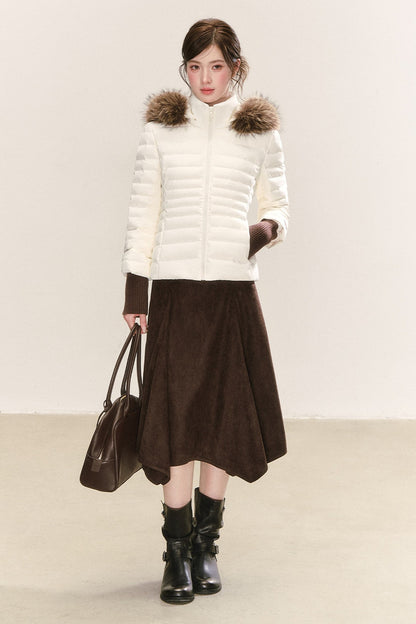 Asymmetrical Hem Pleated Skirt