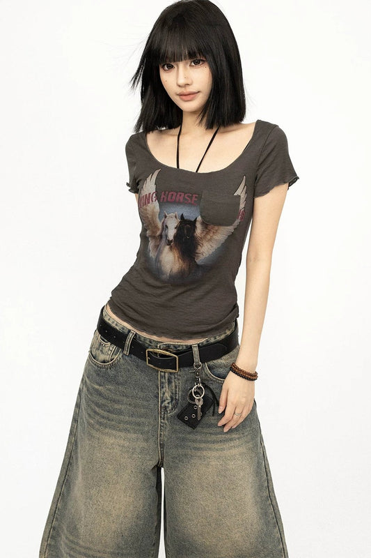 American Retro Print Top