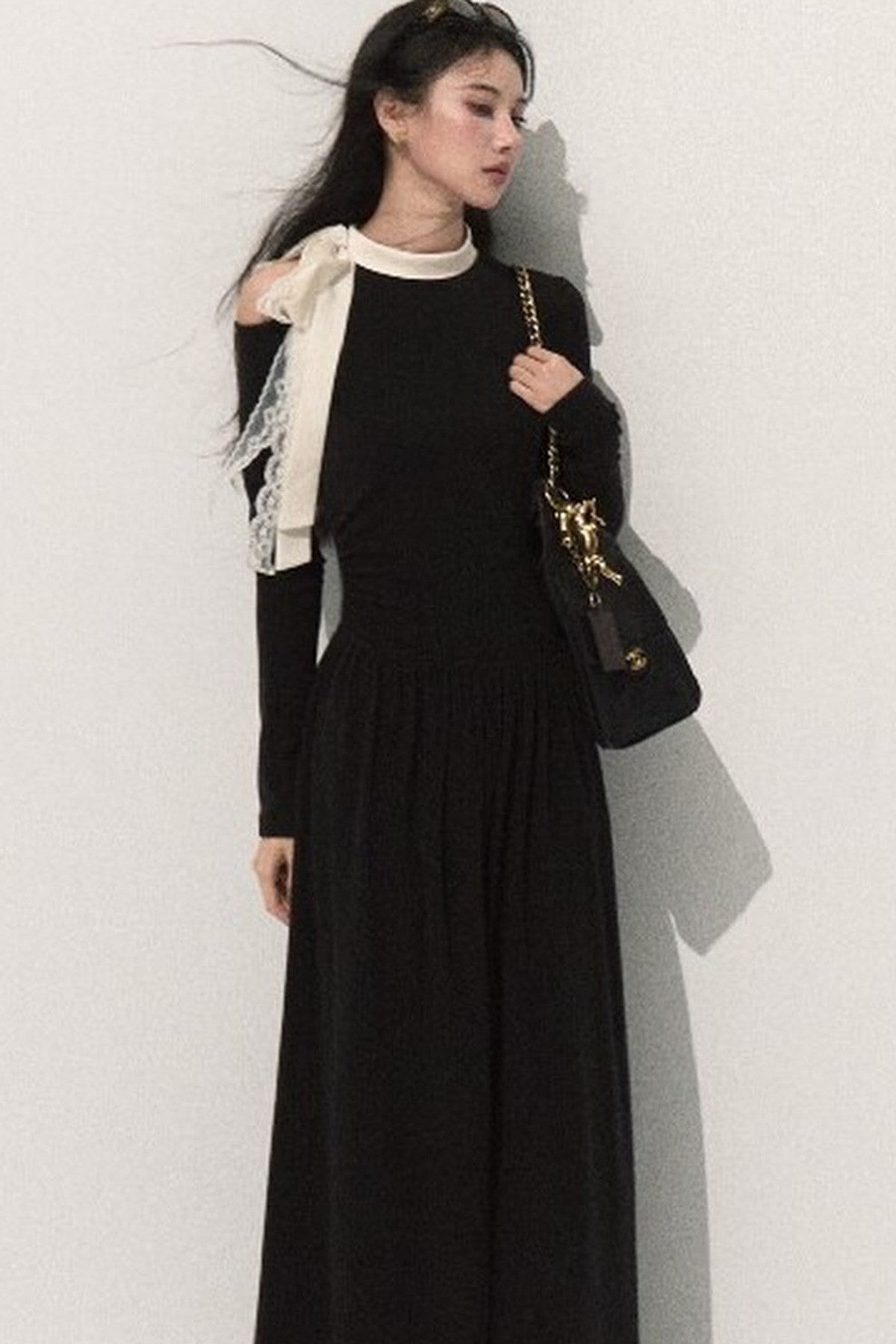 Robe en maille à manches longues