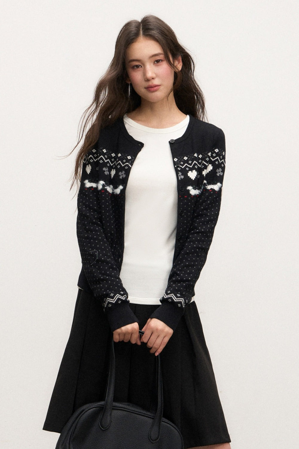 Fair Isle Cardigan Skirt Set