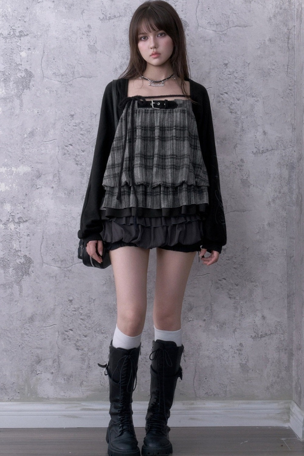 Plaid Camisole and Cover-Up Set-Up