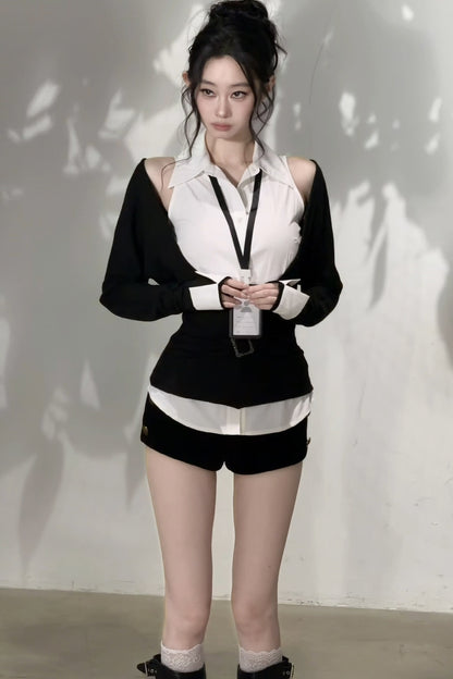 Layered-Look Knit Top Set-Up