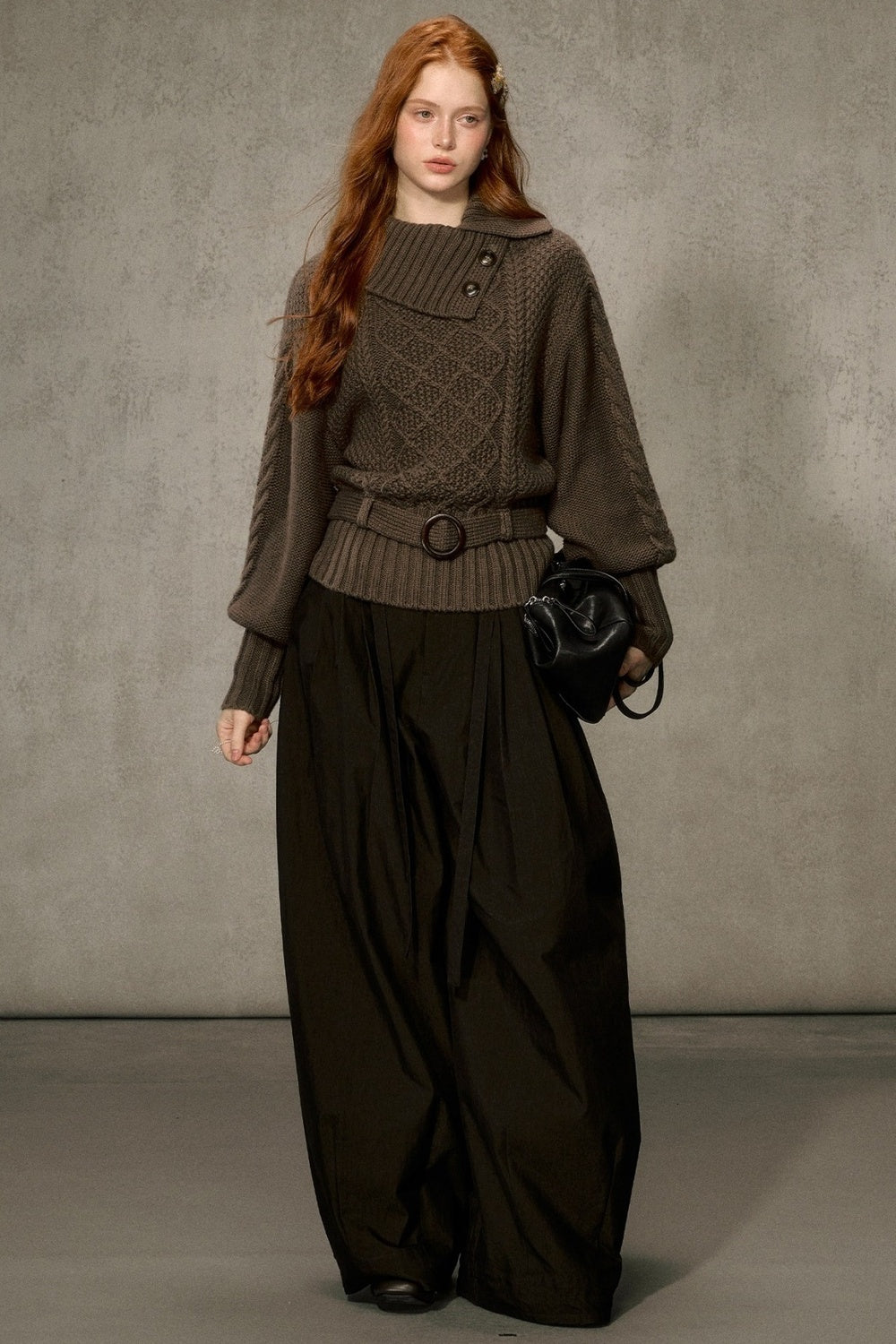 Diamond Pattern Cable Knit Top