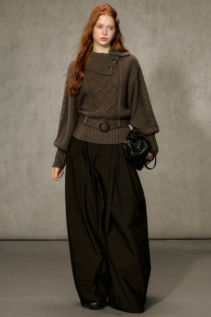 Diamond Pattern Cable Knit Top