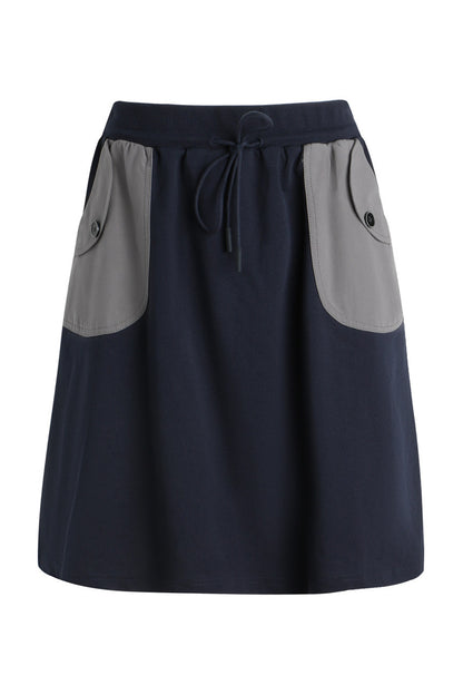 Gonna in felpa blu navy con tasche