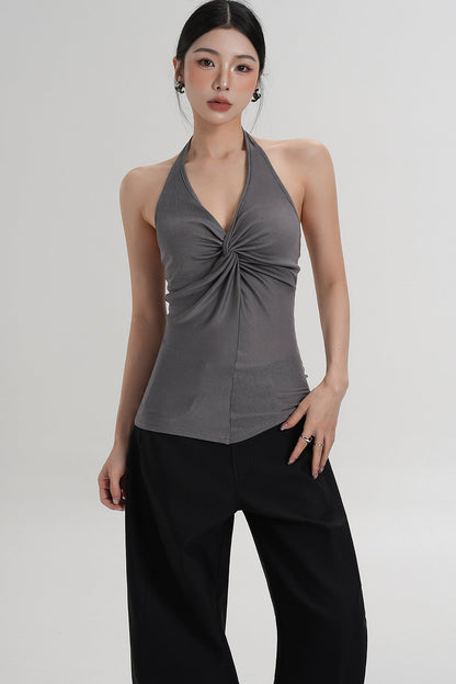 Pleated Halter Neck Top