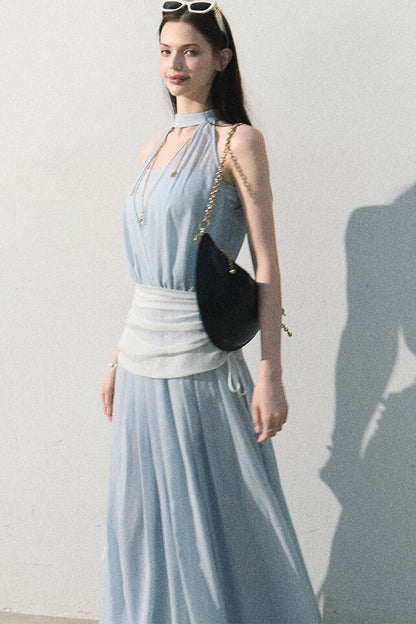Chiffon Halter Neck Dress