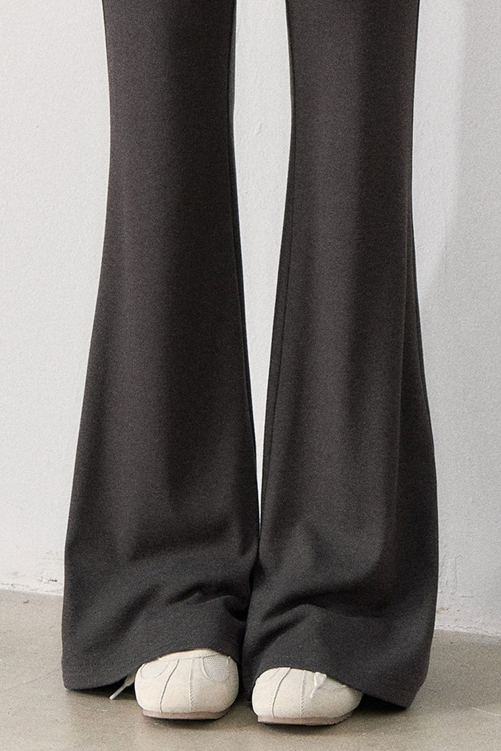 Lace Trim Knit Top and Flared Pants Set-Up