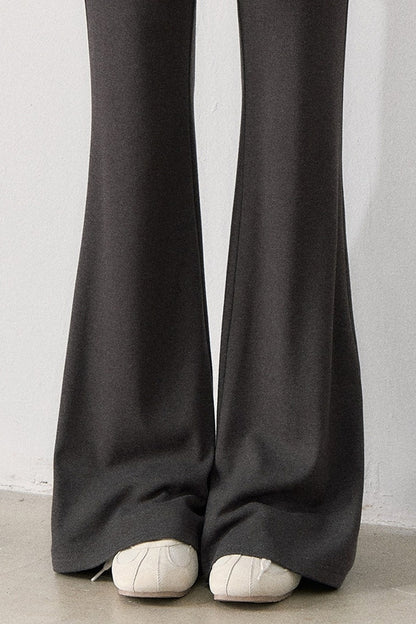 Lace Trim Knit Top and Flared Pants Set-Up