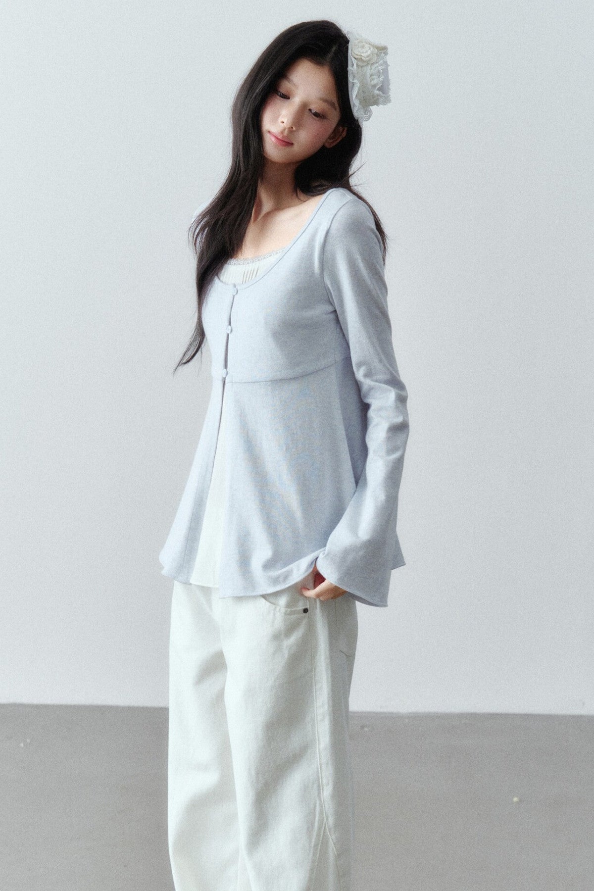 Long Sleeve Cashmere Cotton T-Shirt