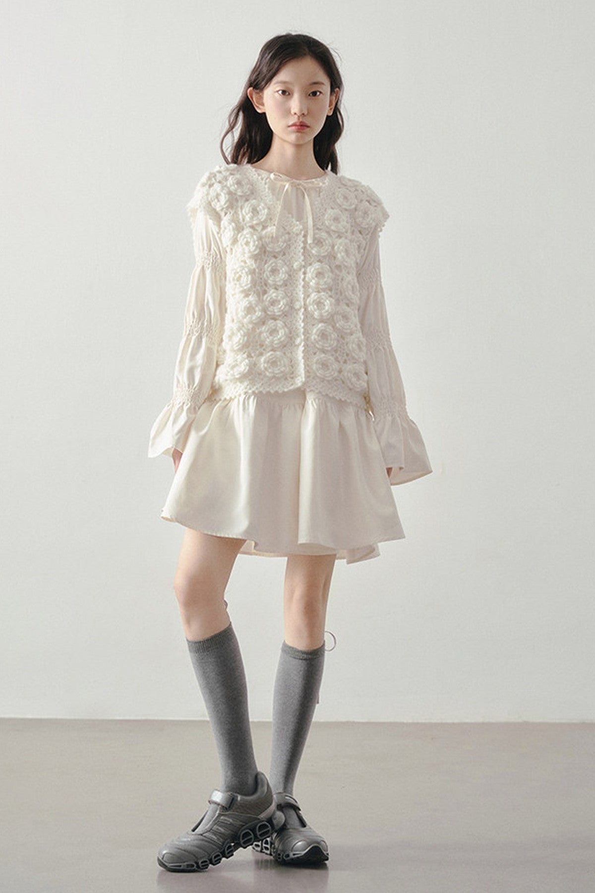 Beige Long Sleeve Shirt Dress