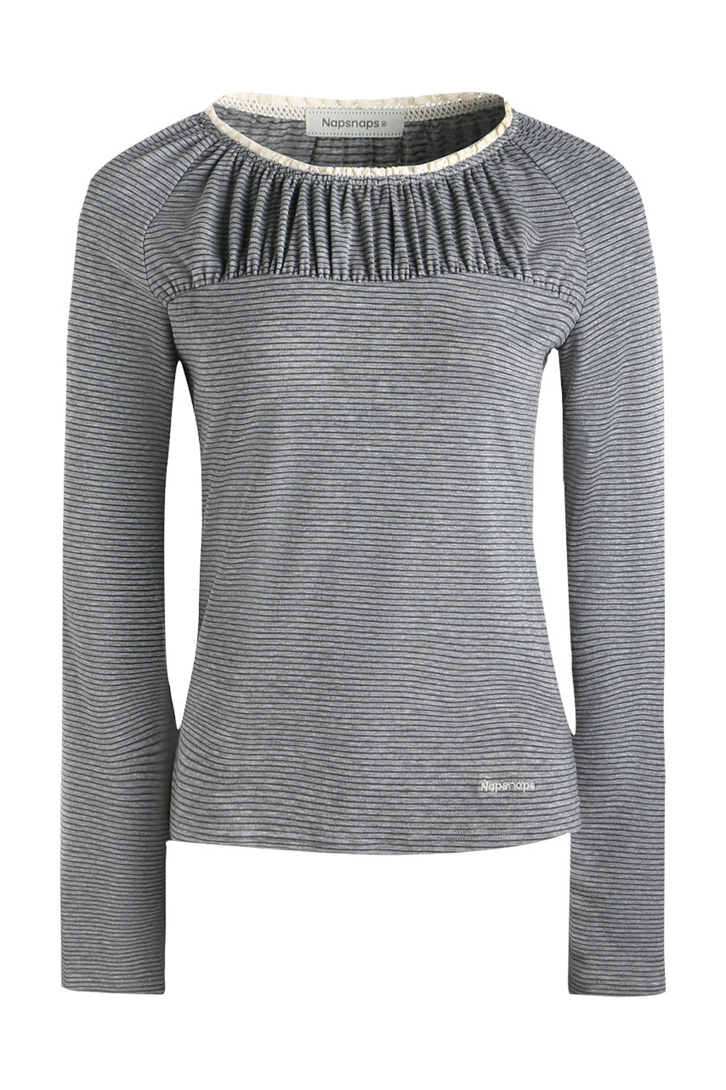 Pleated Striped Knit Base Layer Top