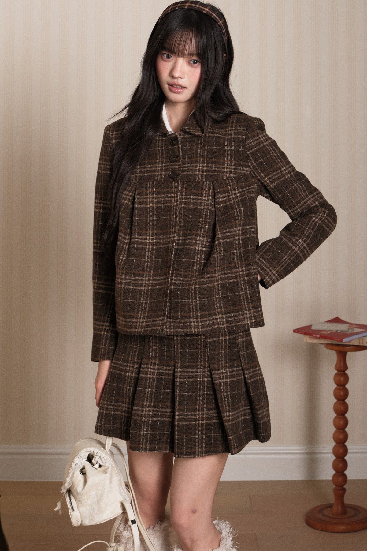 Plaid Top and Pleated Skirt