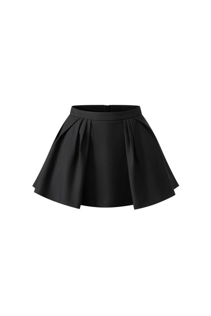 Color-Block Short-Sleeve Cardigan and Puffy Skirt Set
