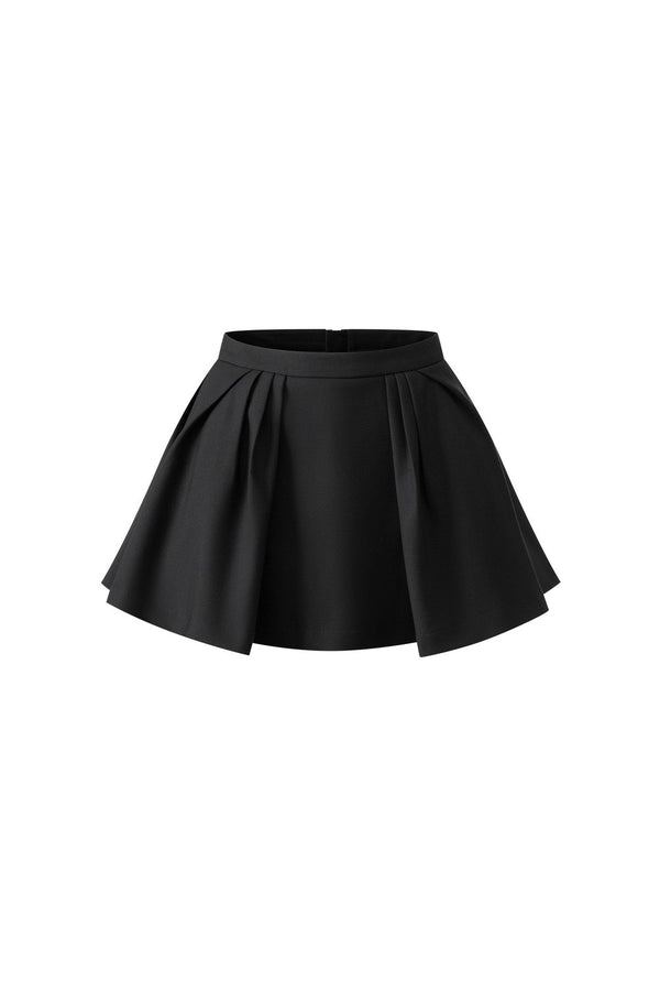 Color-Block Short-Sleeve Cardigan and Puffy Skirt Set