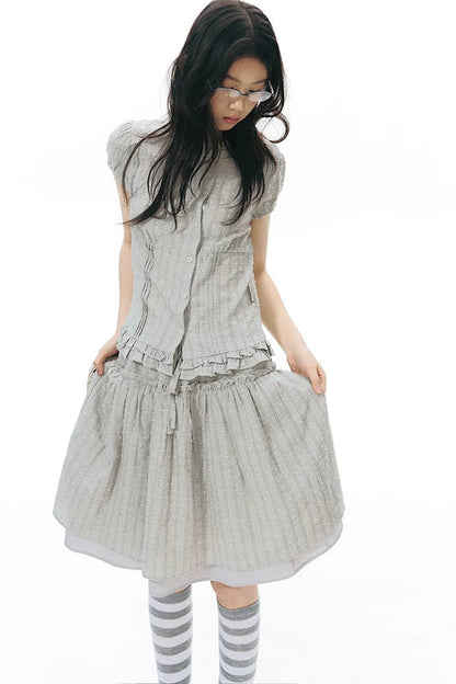 Double-Layered Puff A-Line Skirt